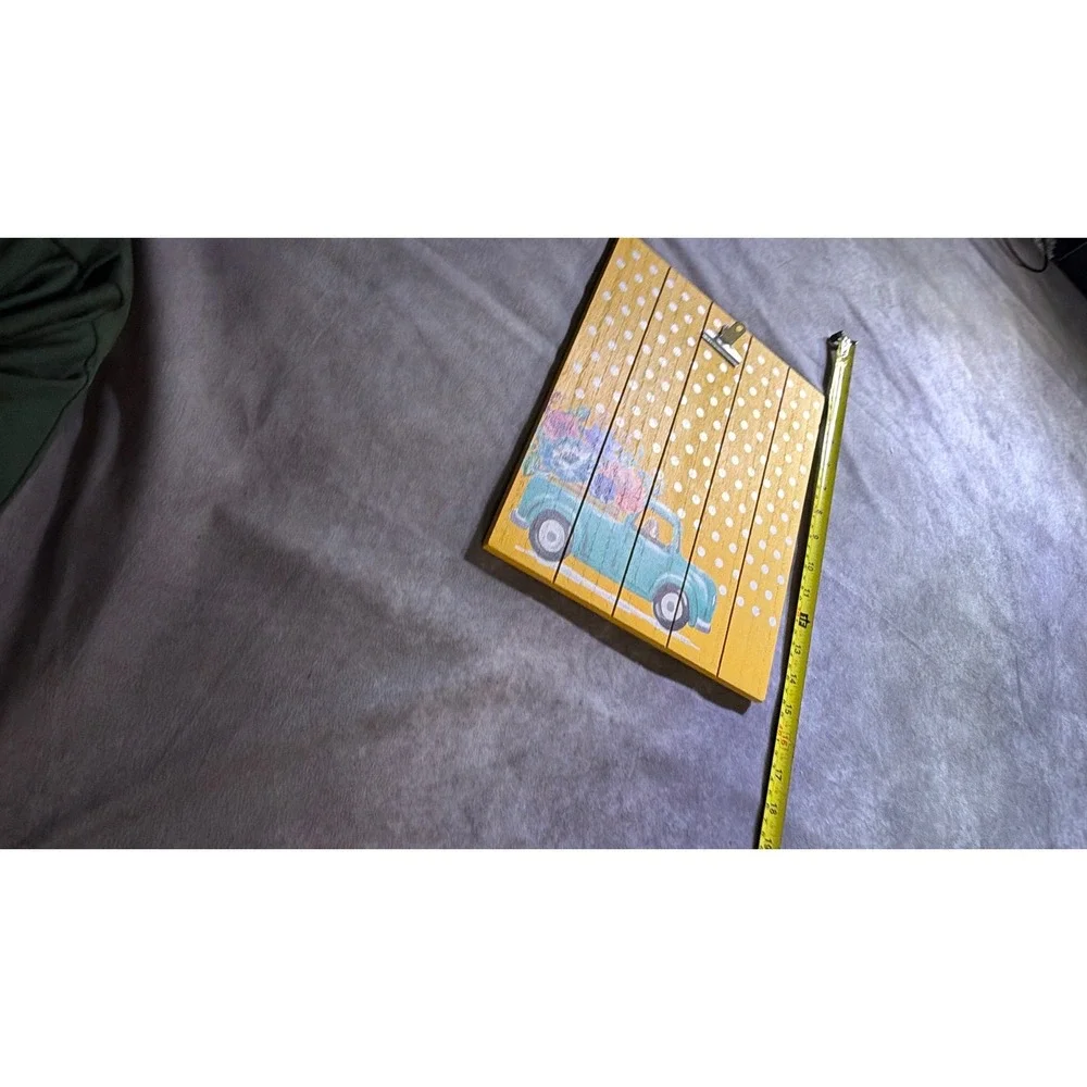 The Pioneer Woman Yellow Polka Dot Floral Truck Wood Photo Clip Board 10x12